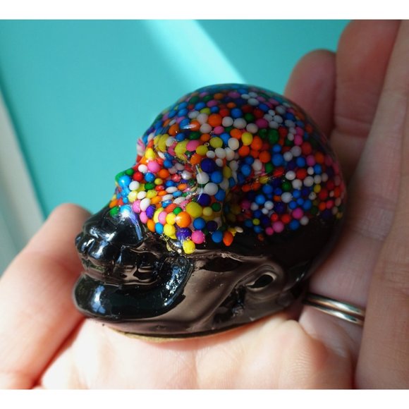 Small Rainbow Sprinkles Resin Skull oddity curiosity witchy pastel goth gothic - Picture 5 of 15